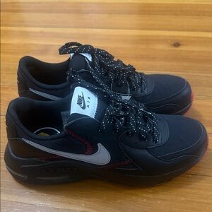 Nike Air Black and Red Shoes with White Swoosh
